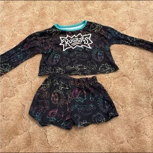 Nickelodeon Rugrats Black Pajama Set with Teal Trim